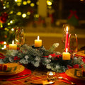 [Like New] 30" Artificial Christmas Centerpiece Red Flowers Berries Pinecones 3 Candle by Deal US