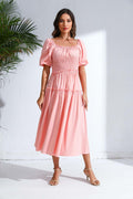 Love Welove Fashion Women's Formal Midi Puff Sleeve Dress Pastel Pink by Deal US