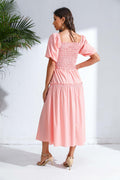 Love Welove Fashion Women's Formal Midi Puff Sleeve Dress Pastel Pink by Deal US