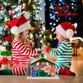 [Like New] Zqoyn LED Christmas Village House Decor Set Deer Indoor Table Decor by Deal US