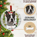 E&S Pets Boston Terrier Ceramic Round Ornament DIY Personalizable Glazed by Deal US
