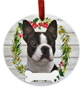 E&S Pets Boston Terrier Ceramic Round Ornament DIY Personalizable Glazed by Deal US