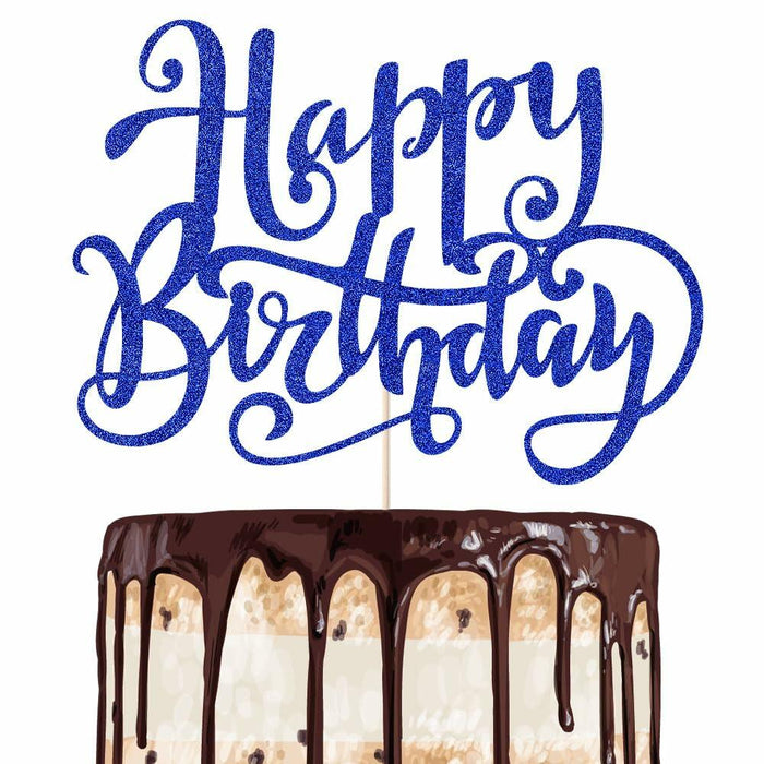 Handmade Flash Happy Birthday Cake Topper Black Birthday Party Decor by Deal US
