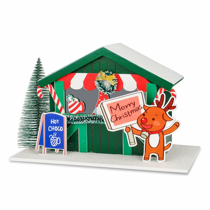 [Like New] Zqoyn LED Christmas Village House Decor Set Deer Indoor Table Decor by Deal US