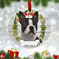 E&S Pets Boston Terrier Ceramic Round Ornament DIY Personalizable Glazed by Deal US