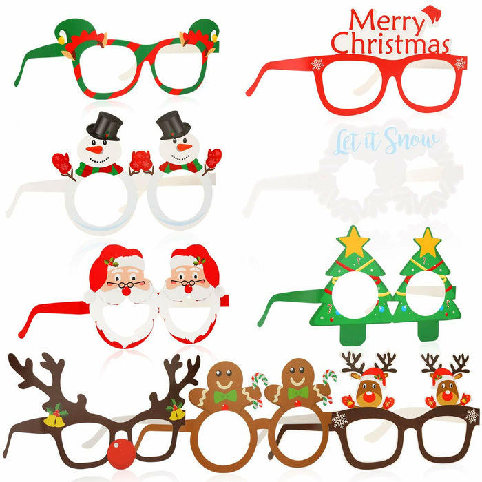 [Like New] HOWAF 27pcs Christmas Paper Glasses Santa Snowman Gingerbread Kids by Deal US