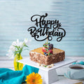 [Like_new] Crseniny Happy Birthday Cake Topper Black Glitter Party Decoration Black by Deal US