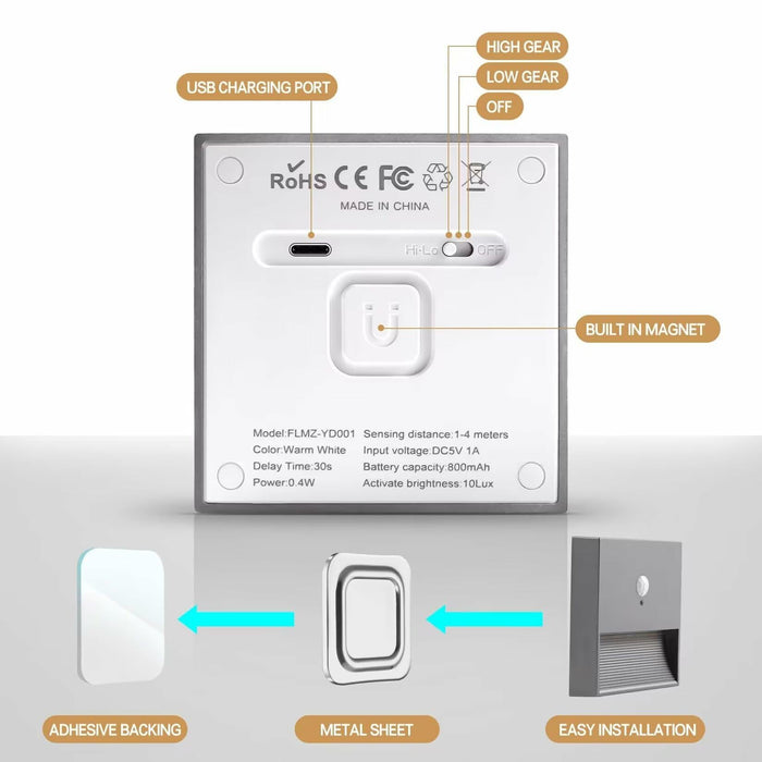 [Like New] Rechargeable Motion Sensor Night Light Warm White Adjustable Brightness 1 Pack by Deal US