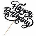 [Like_new] Crseniny Happy Birthday Cake Topper Black Glitter Party Decoration Black by Deal US