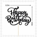 [Like_new] Crseniny Happy Birthday Cake Topper Black Glitter Party Decoration Black by Deal US