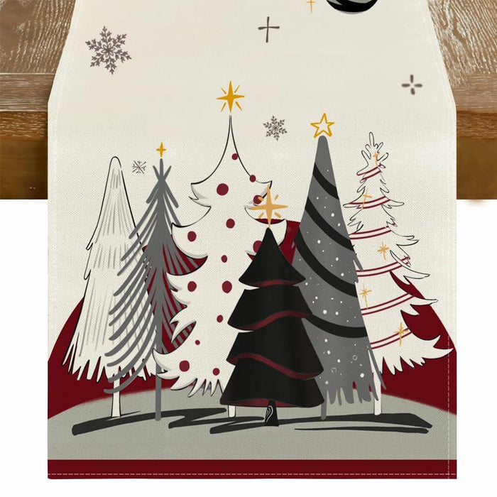 ARGOOFG Christmas Trees Table Runner Burgundy 13x72 Inch Seasonal Holiday by Deal US