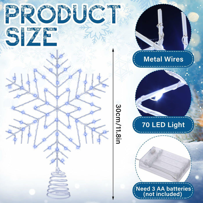 [Like_new] VIHOSE 12" Lighted Snowflake Christmas Tree Topper Metal Battery Operated by Deal US
