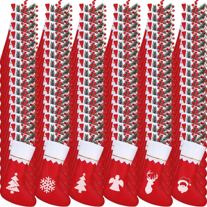 Zubebe 200 Pcs Red Felt Christmas Stockings Rustic Xmas Decor 15 Inch by Deal US