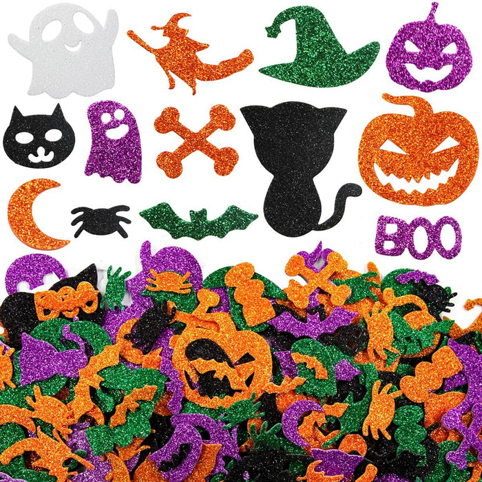 Fancy Land Halloween Foam Glitter Stickers 500 Pcs Sparkly Craft Supplies by Deal US