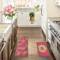 Spring Kitchen Mats Set of 2 Floral Daisy Rugs Pink 17x29 & 17x47 Inch by Deal US