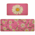 Spring Kitchen Mats Set of 2 Floral Daisy Rugs Pink 17x29 & 17x47 Inch by Deal US