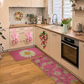 Spring Kitchen Mats Set of 2 Floral Daisy Rugs Pink 17x29 & 17x47 Inch by Deal US