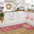 Spring Kitchen Mats Set of 2 Floral Daisy Rugs Pink 17x29 & 17x47 Inch by Deal US