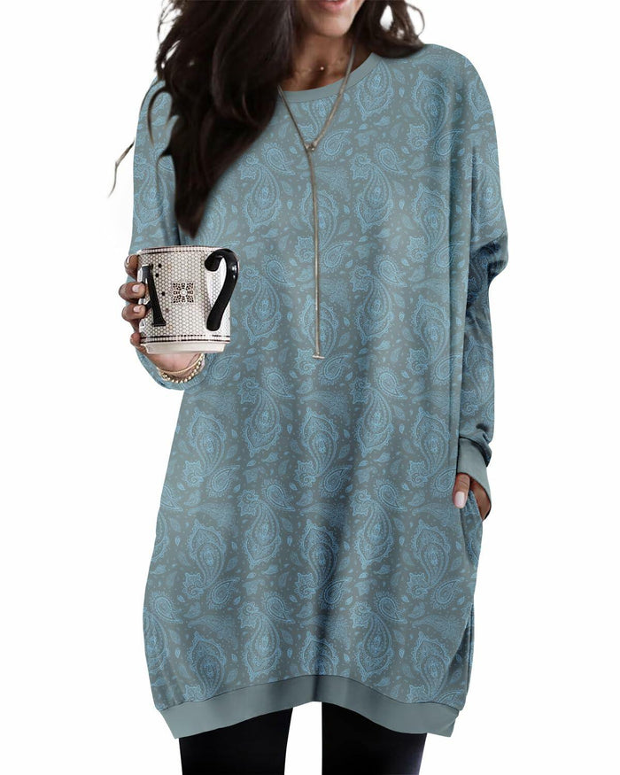 KISSMODA Women's Long Sleeve Tunic Top Casual with Pockets Size M by Deal US