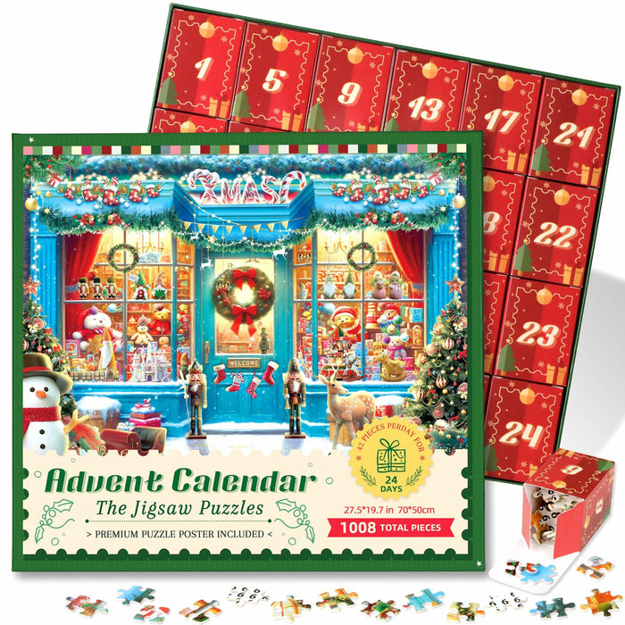 XMAS SHOP Advent Calendar Puzzle 1008 Pieces 24 Parts Christmas 2025 by Deal US