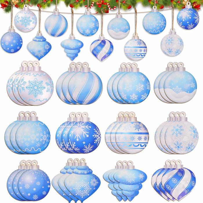 HOWAF 36pcs Wooden Snowflake Ball Ornaments Xmas Tree Decorations by Deal US