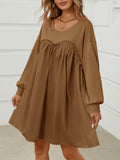 Wenrine Womens Long Sleeve Patchwork Sweatshirt Dress Mini Coffee M by Deal US