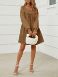 Wenrine Womens Long Sleeve Patchwork Sweatshirt Dress Mini Coffee M by Deal US