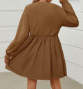Wenrine Womens Long Sleeve Patchwork Sweatshirt Dress Mini Coffee M by Deal US