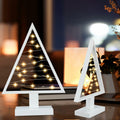 Cinnvoice Wood Christmas Tree with Lights Set of 2 White 13.4" & 9.8" by Deal US