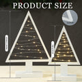 Cinnvoice Wood Christmas Tree with Lights Set of 2 White 13.4" & 9.8" by Deal US