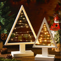 Cinnvoice Wood Christmas Tree with Lights Set of 2 White 13.4" & 9.8" by Deal US