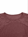Uincloset Women's Long Sleeve Lace Crochet Tunic Blouse Wine Red Size XXL by Deal US