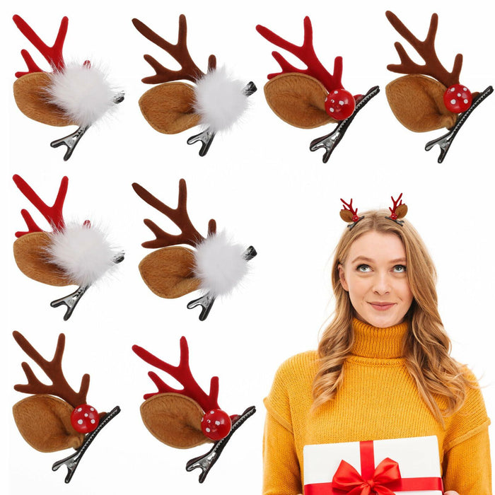 Beaupretty Christmas Deer Antler Hair Clips 4 Pairs Holiday Barrettes by Deal US