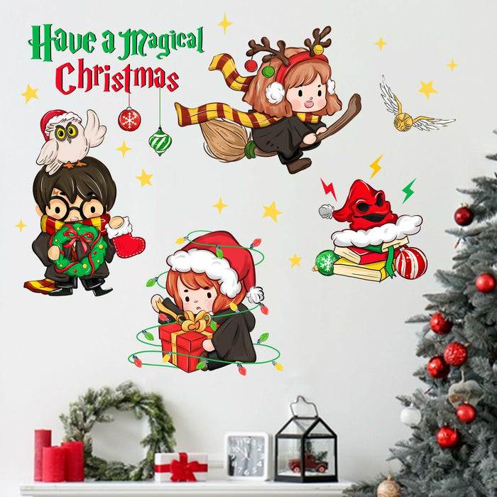 Mfault Magical Christmas Wall Decals Stickers Xmas Wizard Owl Decor by Deal US