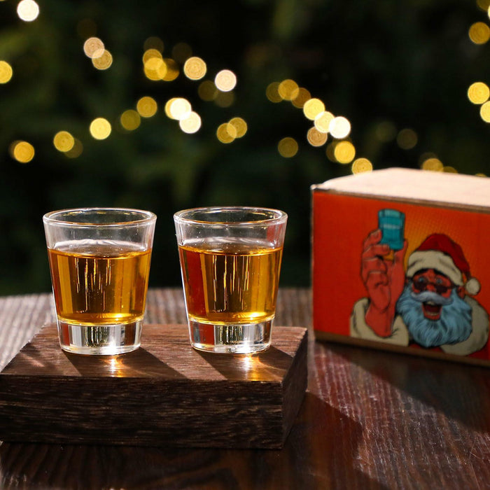 Roshtia Christmas Whiskey Gift Set 2 Clear Shot Glasses 1.5 oz by Deal US