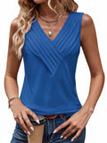 Dulayoo Women's V Neck Casual Sleeveless Tank Top Blue Size L by Deal US
