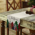 Merry Christmas Table Runner Buffalo Plaid Xmas Tree Cotton Linen 13x72 RedGreen by Deal US