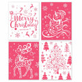 BESERH Pink Christmas Wall Decor Santa Reindeer Bells 8x10in Set of 4 by Deal US