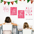 BESERH Pink Christmas Wall Decor Santa Reindeer Bells 8x10in Set of 4 by Deal US