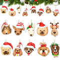 Thyle 24 Pc Dog Christmas Ornaments Wood Puppy Hanging Gold Rope Xmas by Deal US