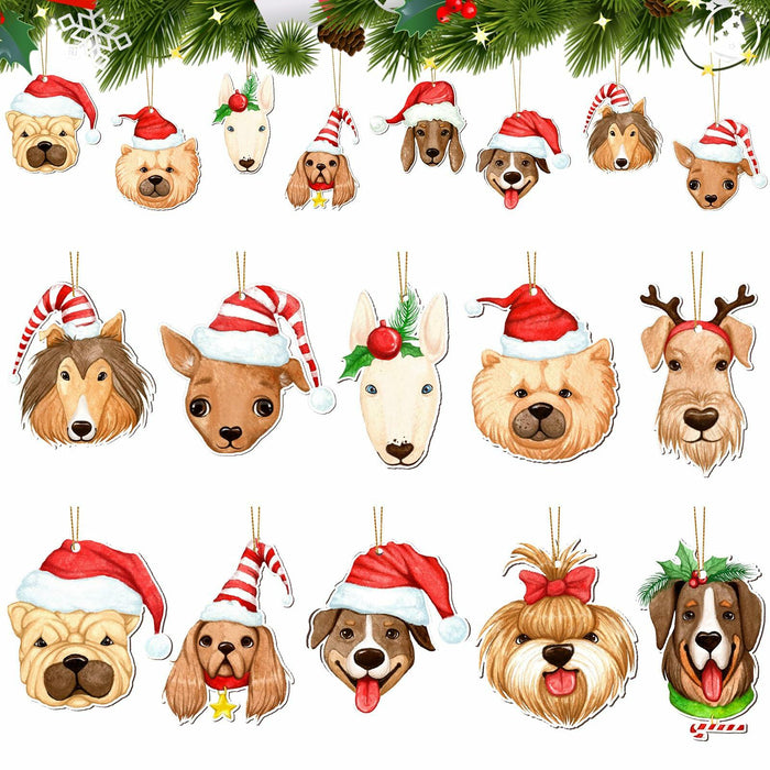Thyle 24 Pc Dog Christmas Ornaments Wood Puppy Hanging Gold Rope Xmas by Deal US