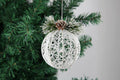 [Like New] Christmas Ball Ornaments 4pc Set White Pinecone Rattan Thread String 4.7" by Deal US