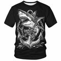Faiwvhe Men's Creative Shark Graphic T-Shirt Black 2XL Size 2XL by Deal US