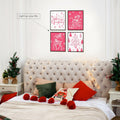 BESERH Pink Christmas Wall Decor Santa Reindeer Bells 8x10in Set of 4 by Deal US