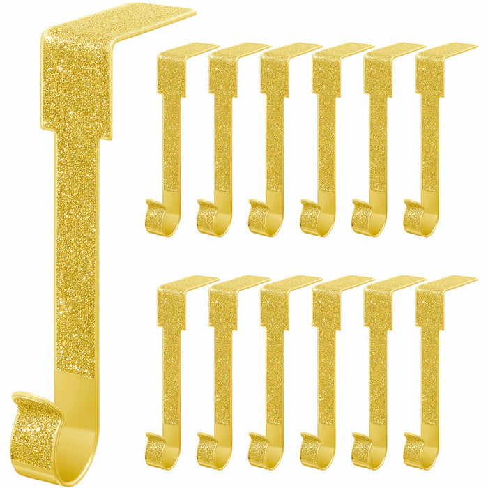 Tandefio 12 Pack Glitter Christmas Stocking Holder Hangers Gold Mantel Hooks by Deal US