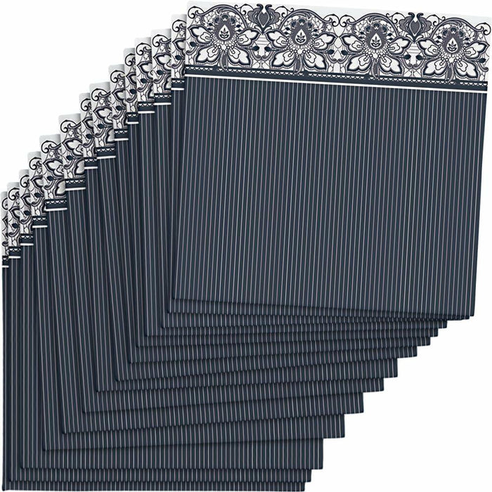 Elegant Lace Navy Paper Cocktail Napkins 5''x5'' Pack of 20 Premium by Deal US