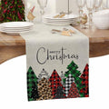 Merry Christmas Table Runner Buffalo Plaid Xmas Tree Cotton Linen 13x72 RedGreen by Deal US