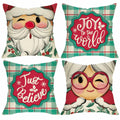 Fjfz Christmas Santa Mrs Claus Throw Pillow Covers 16x16 Green Set of 4 by Deal US