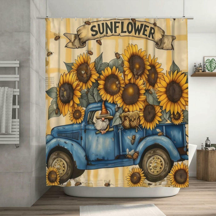 TIPIPARK Sunflower Shower Curtain 72x72 Waterproof Polyester with 12 Hooks by Deal US