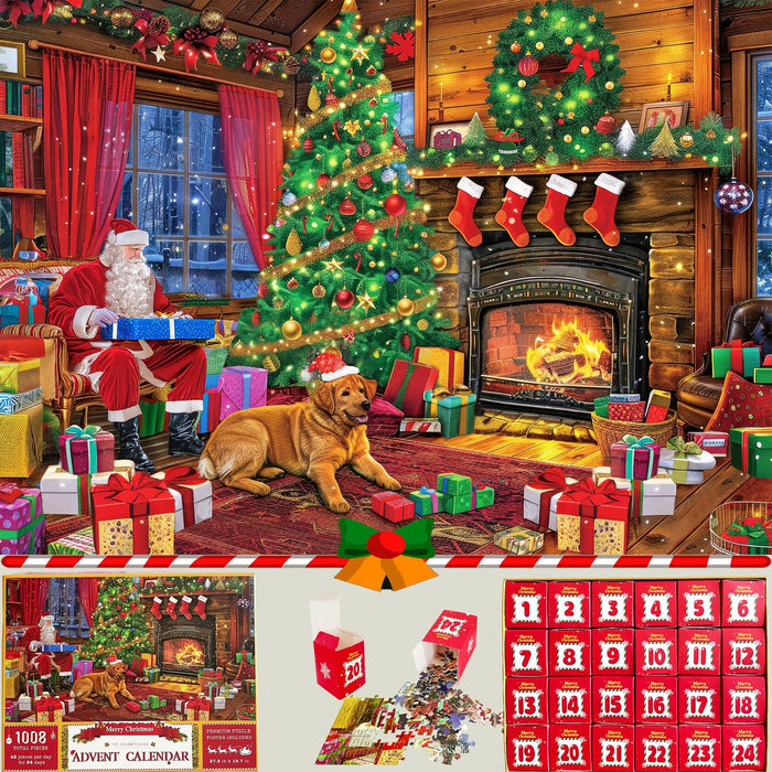 Puzzle Advent Calendar 2024 1008PCS 24 Days Countdown 27.56x19.68 Inch by Deal US